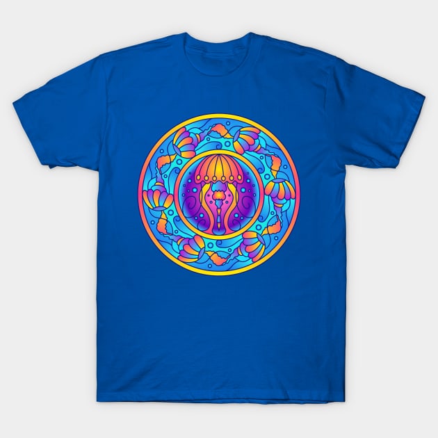 Jellyfish Art Mandala Design Abstract Pattern T-Shirt by The Little Store Of Magic